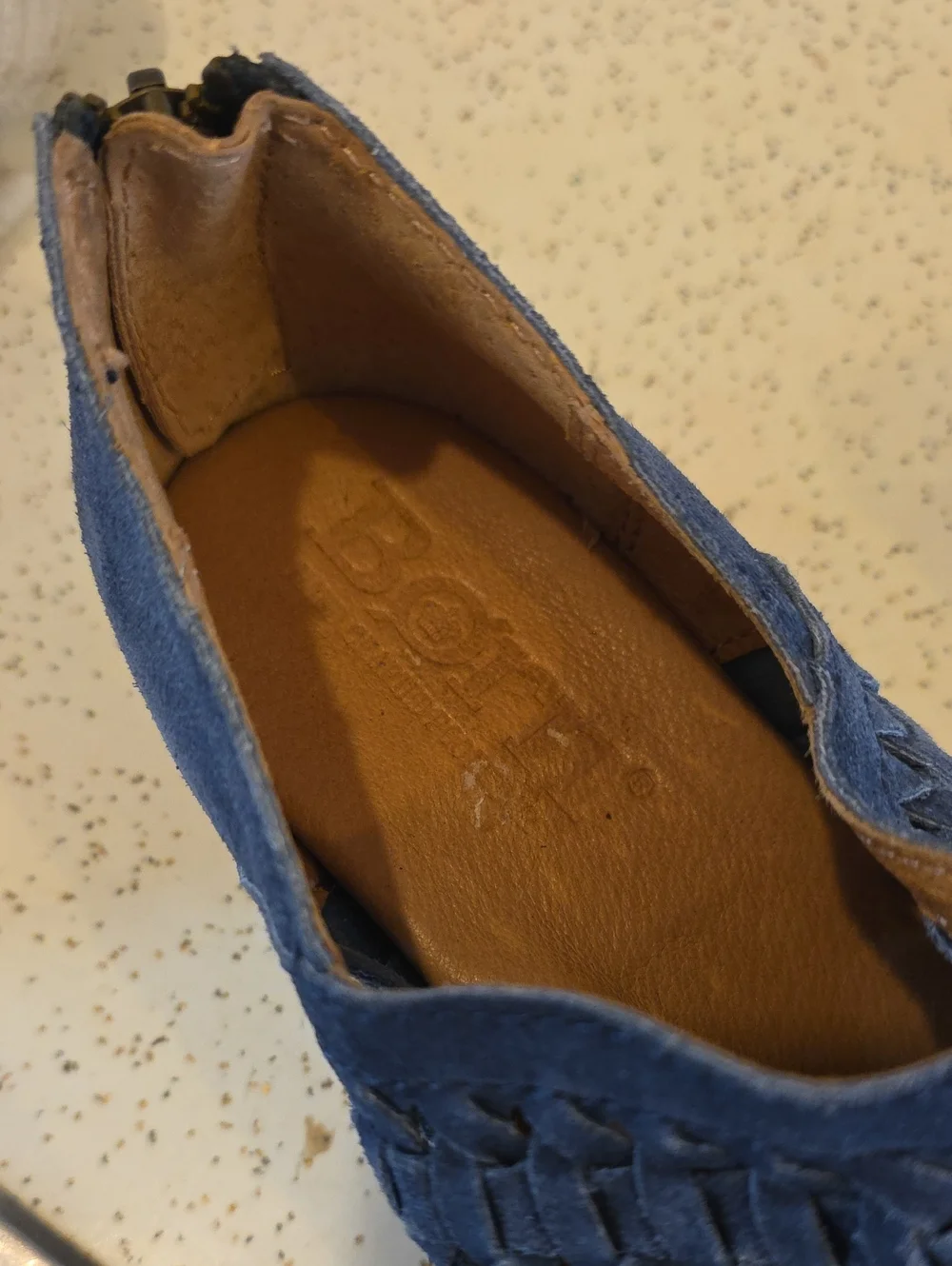 Born Women's Katharina Cristal Suede‎ Leather Low Booties Back Zip Blue 6